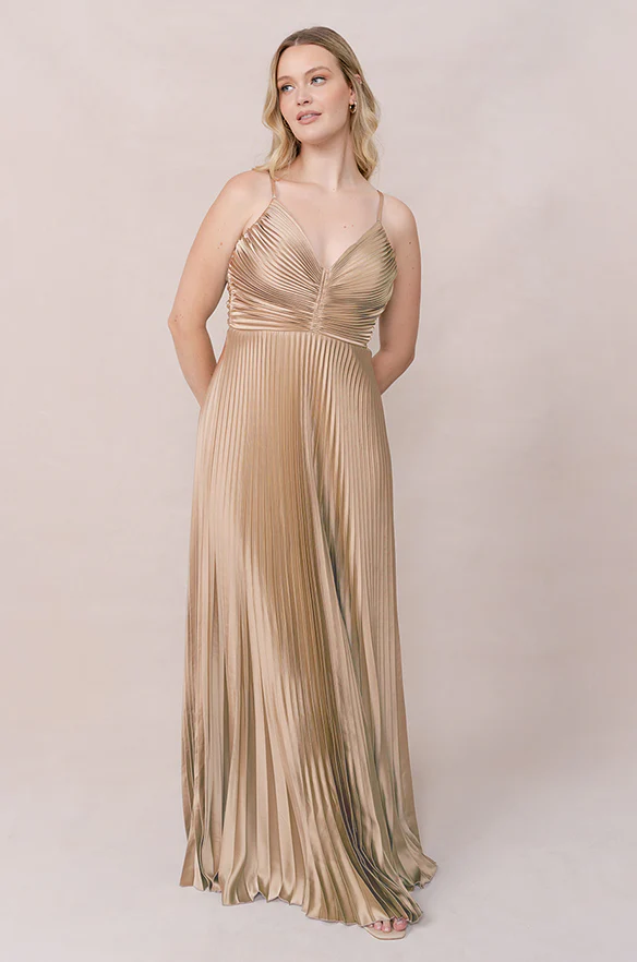 Vivian Satin Pleated Dress | Made To Order - Image 97