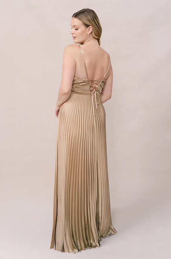 Vivian Satin Pleated Dress | Made To Order - Image 98
