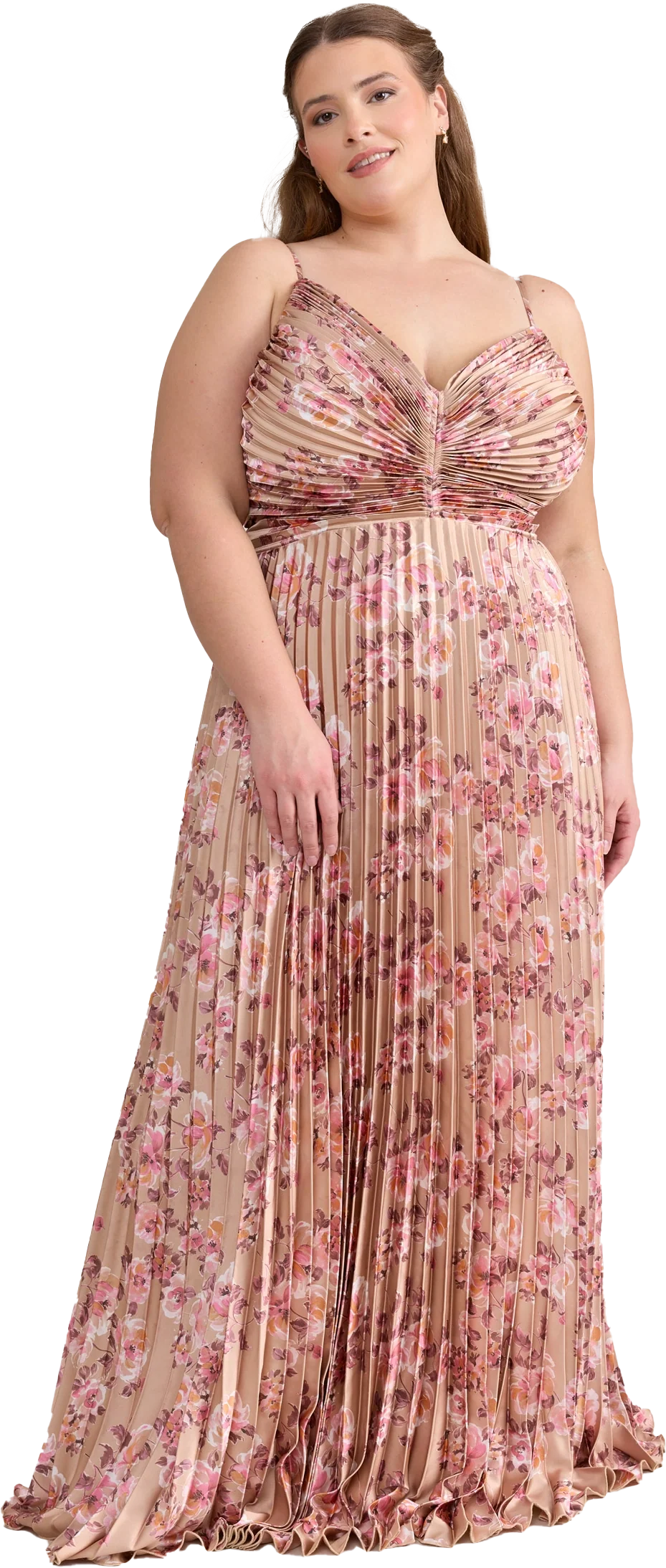 Vivian Satin Pleated Floral Print Dress | Made To Order - Image 86