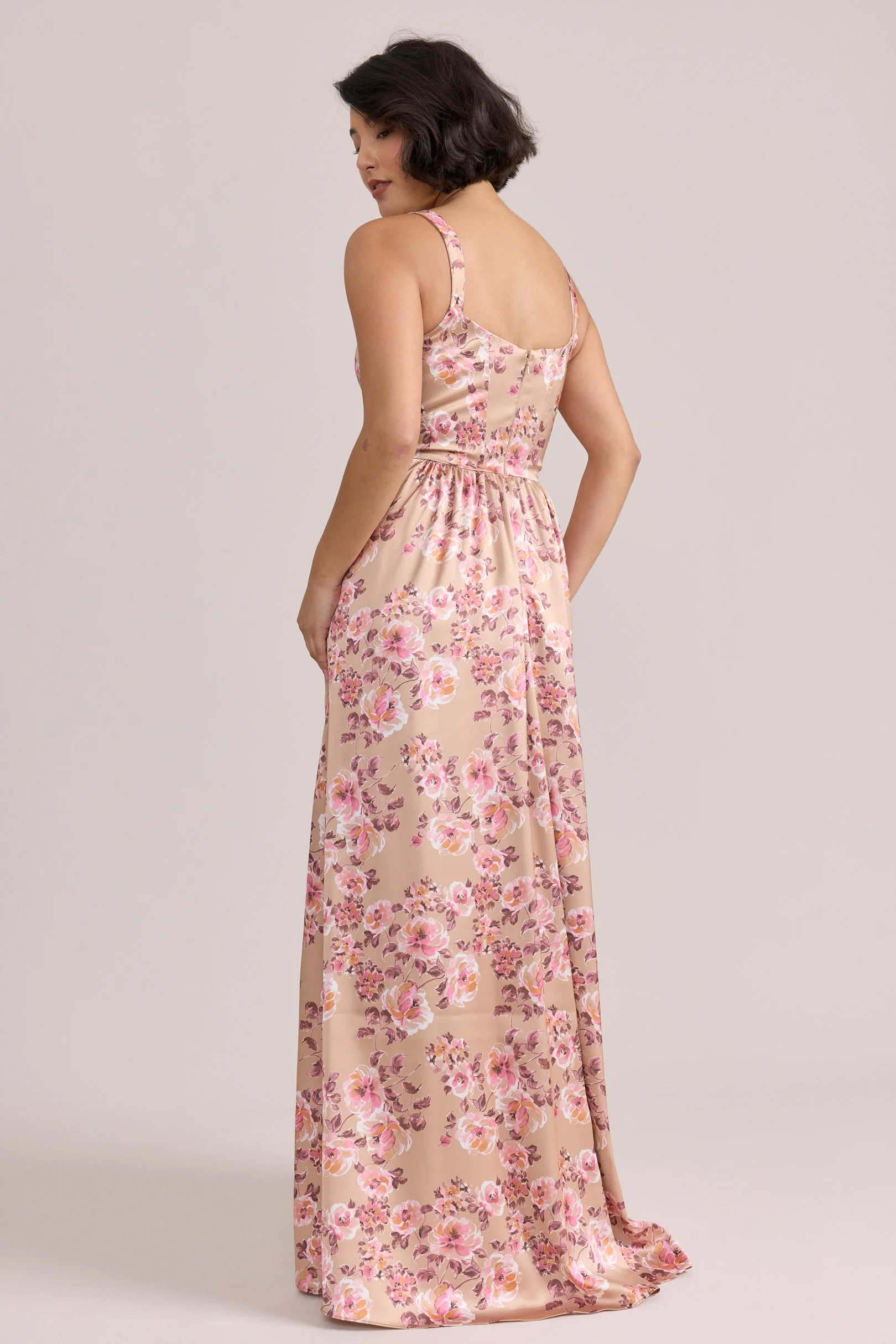 Whitney Satin Floral Print Dress | Made To Order - Image 10