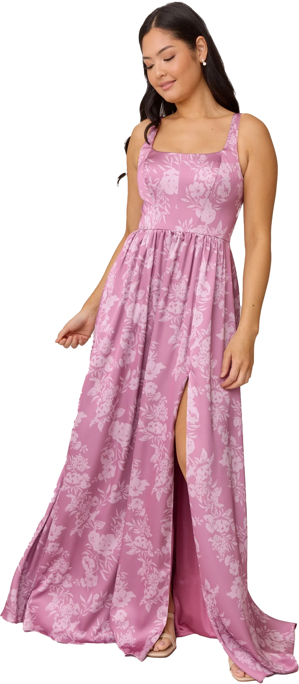 Whitney Satin Floral Print Dress | Made To Order - Image 103