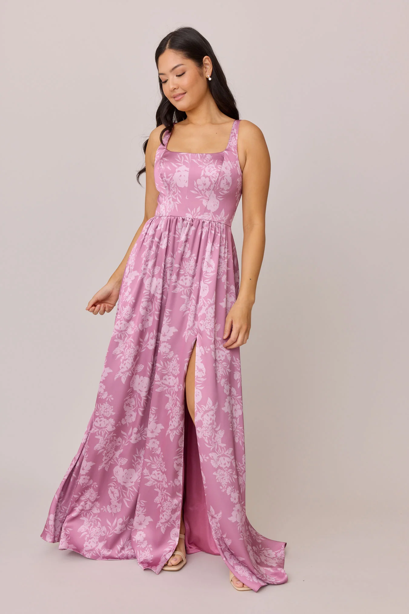 Whitney Satin Floral Print Dress | Made To Order - Image 11