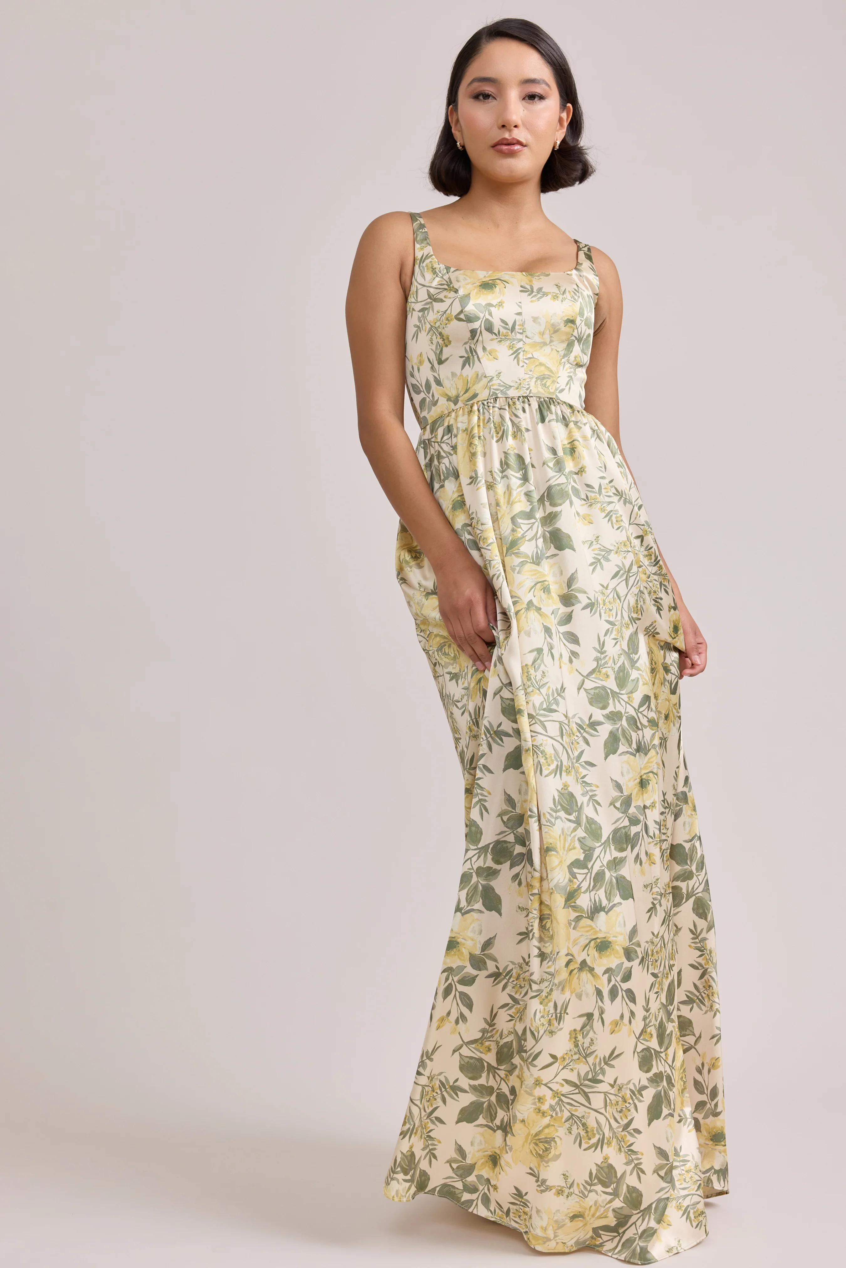 Whitney Satin Floral Print Dress | Made To Order - Image 116