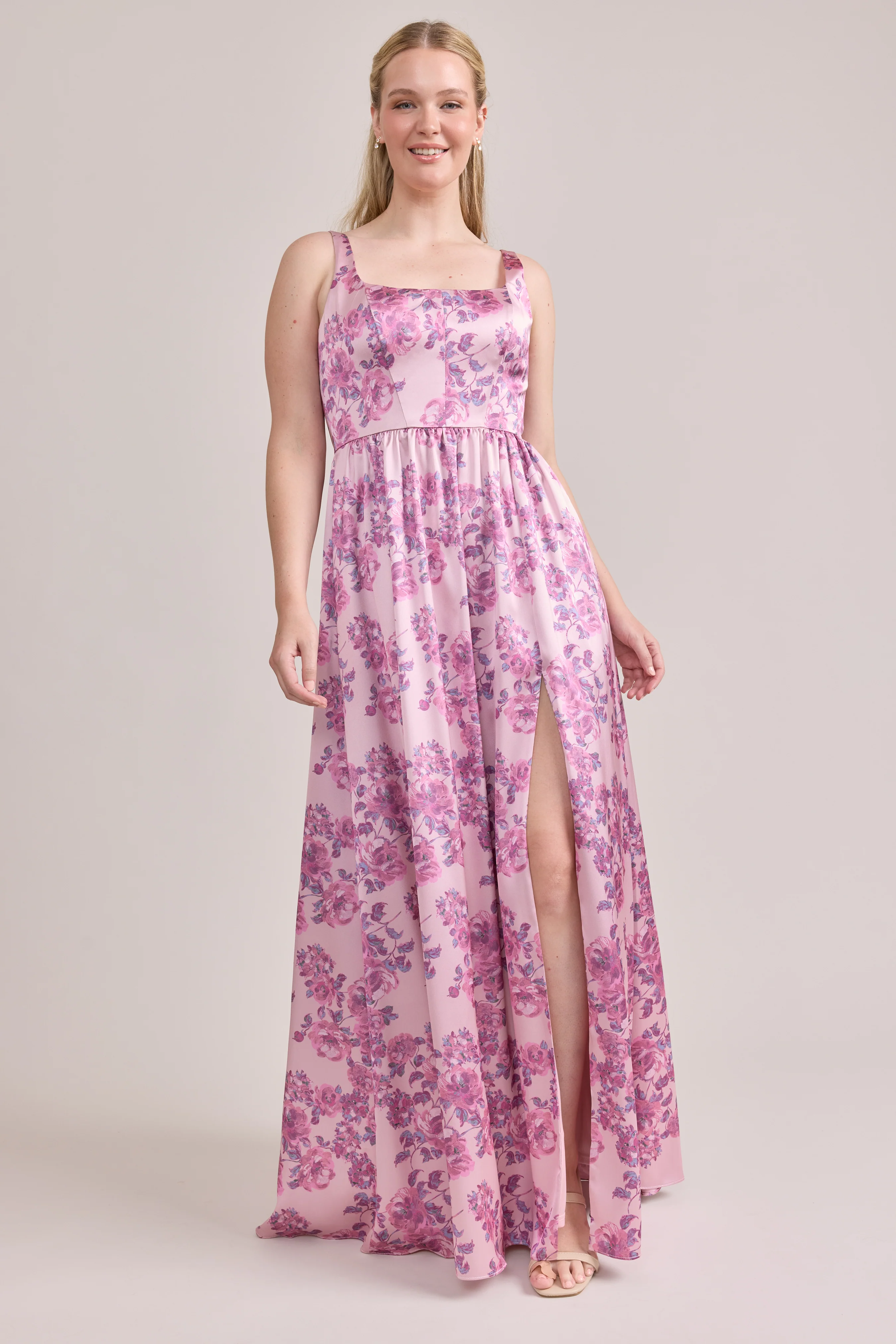 Whitney Satin Floral Print Dress | Made To Order - Image 117