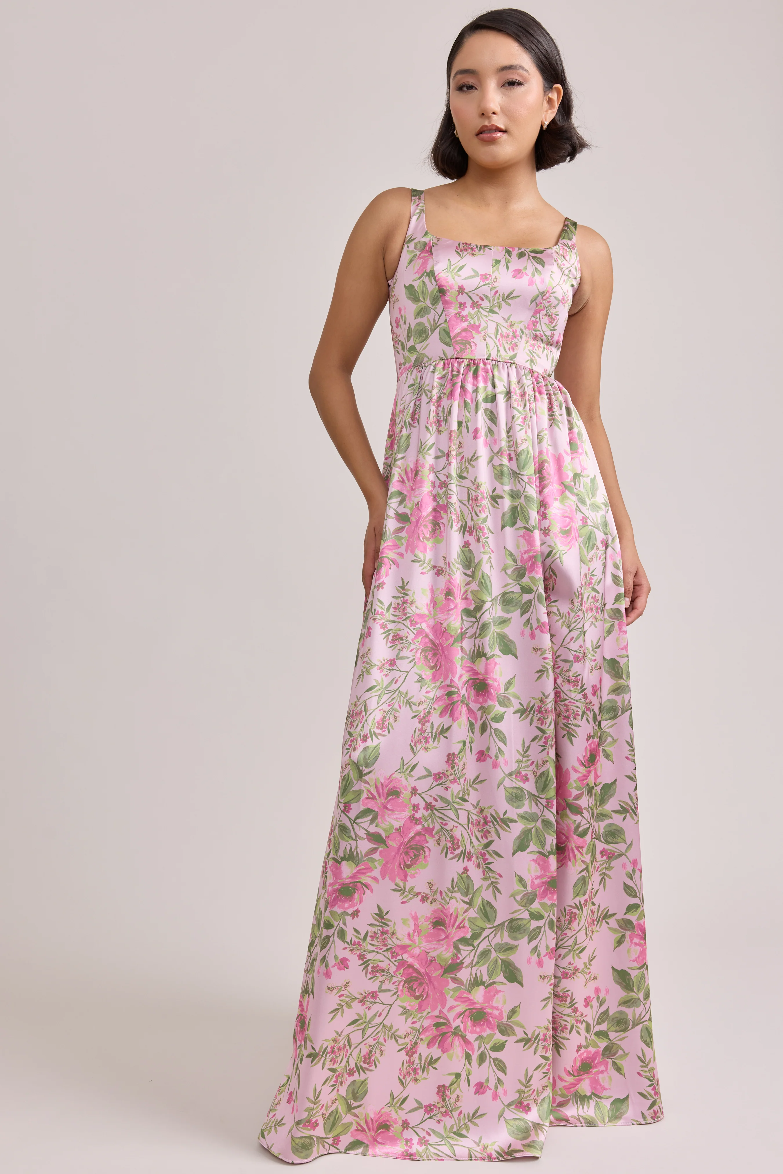 Whitney Satin Floral Print Dress | Made To Order - Image 121