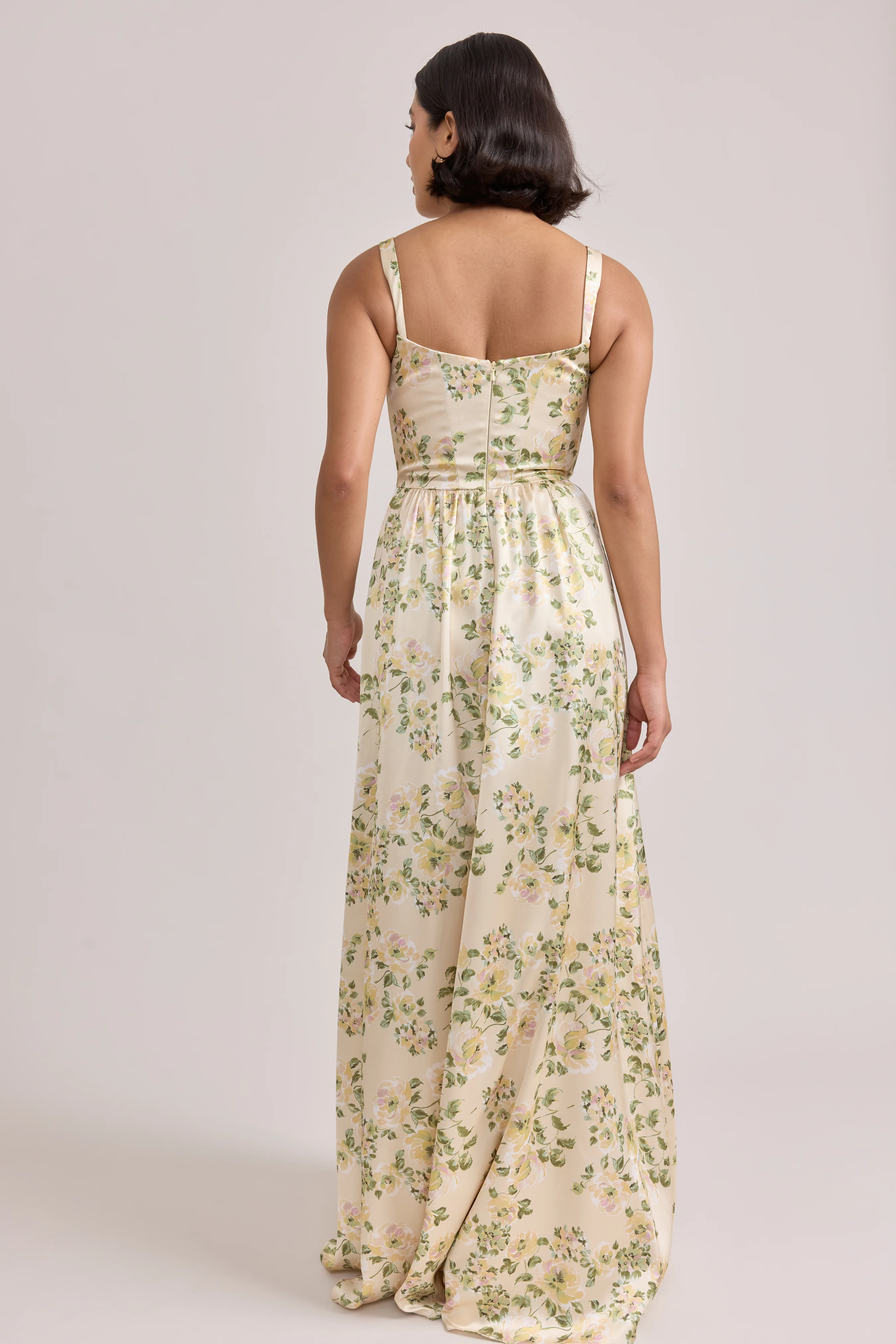 Whitney Satin Floral Print Dress | Made To Order - Image 129