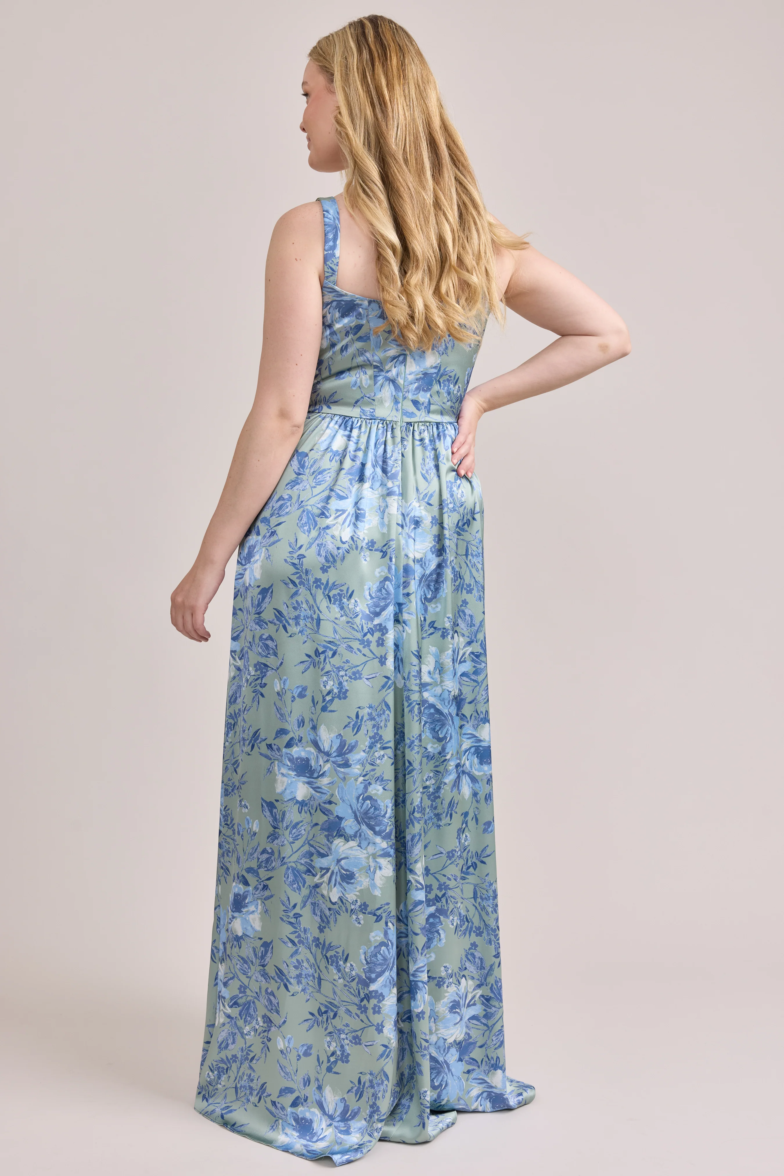 Whitney Satin Floral Print Dress | Made To Order - Image 132