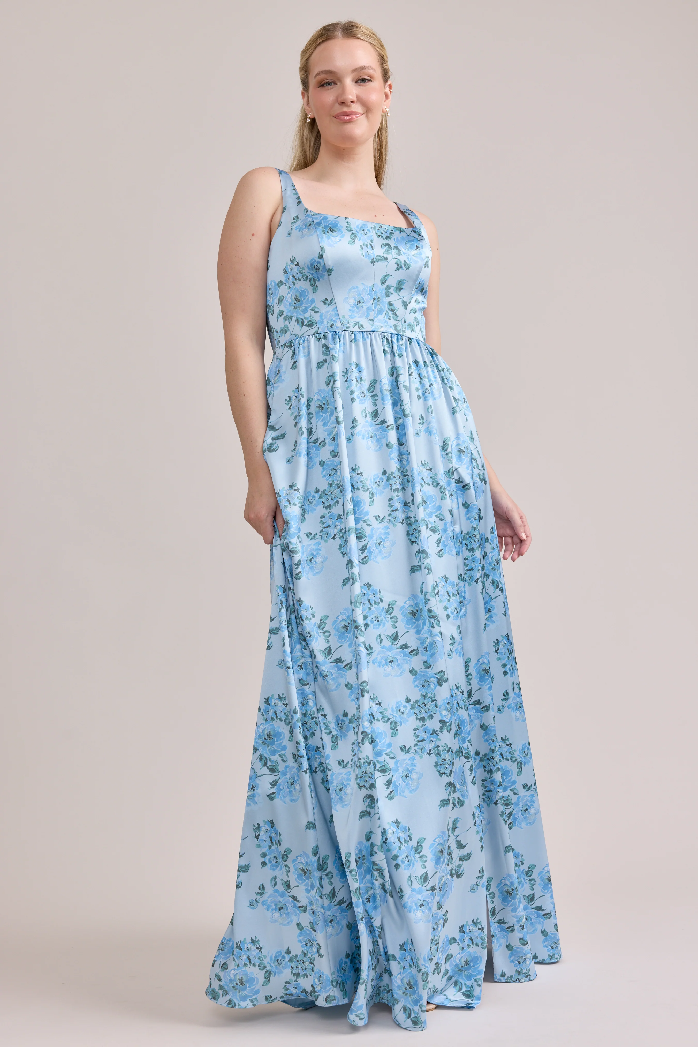 Whitney Satin Floral Print Dress | Made To Order - Image 137