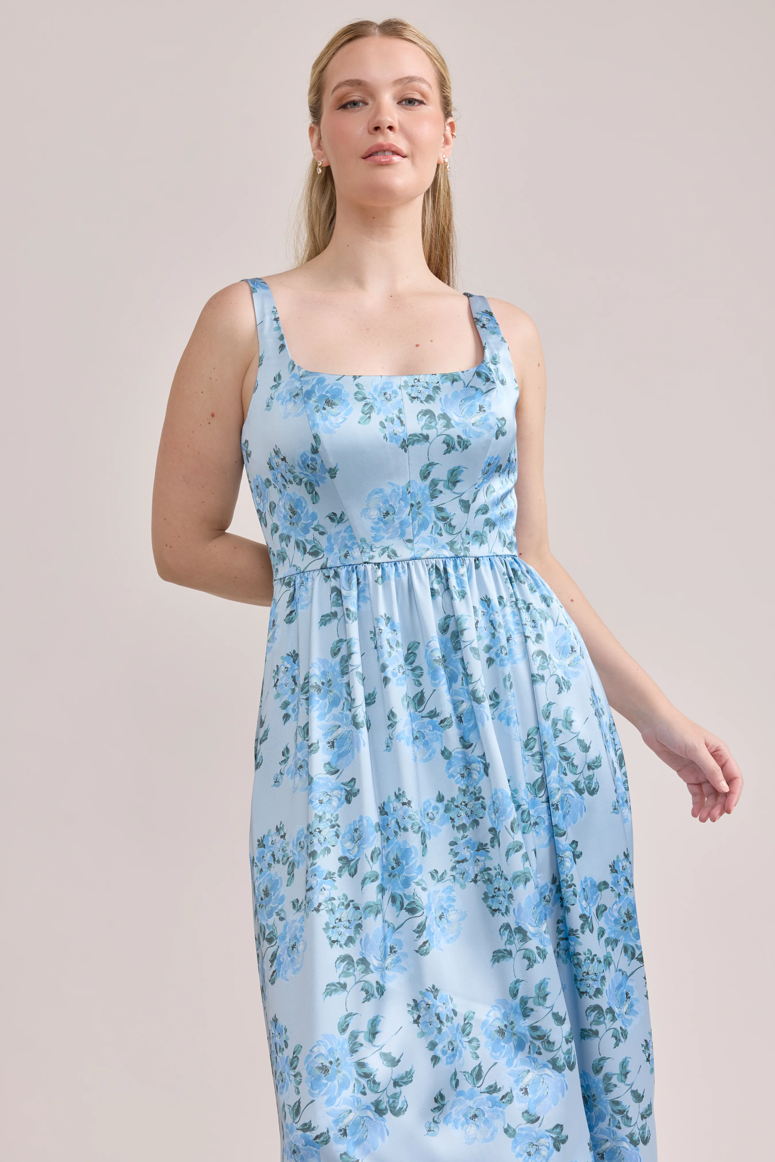Whitney Satin Floral Print Dress | Made To Order - Image 138