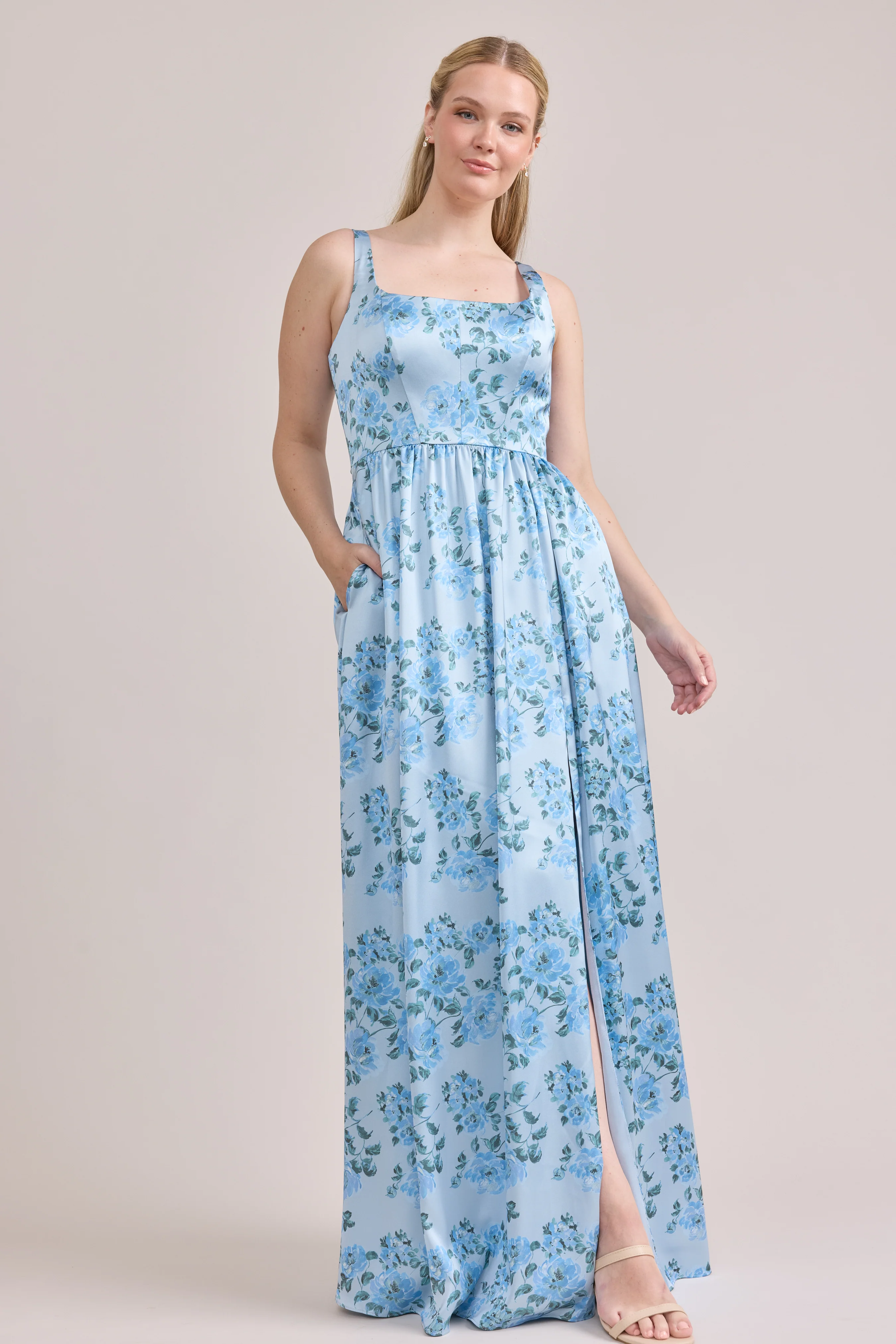 Whitney Satin Floral Print Dress | Made To Order - Image 139