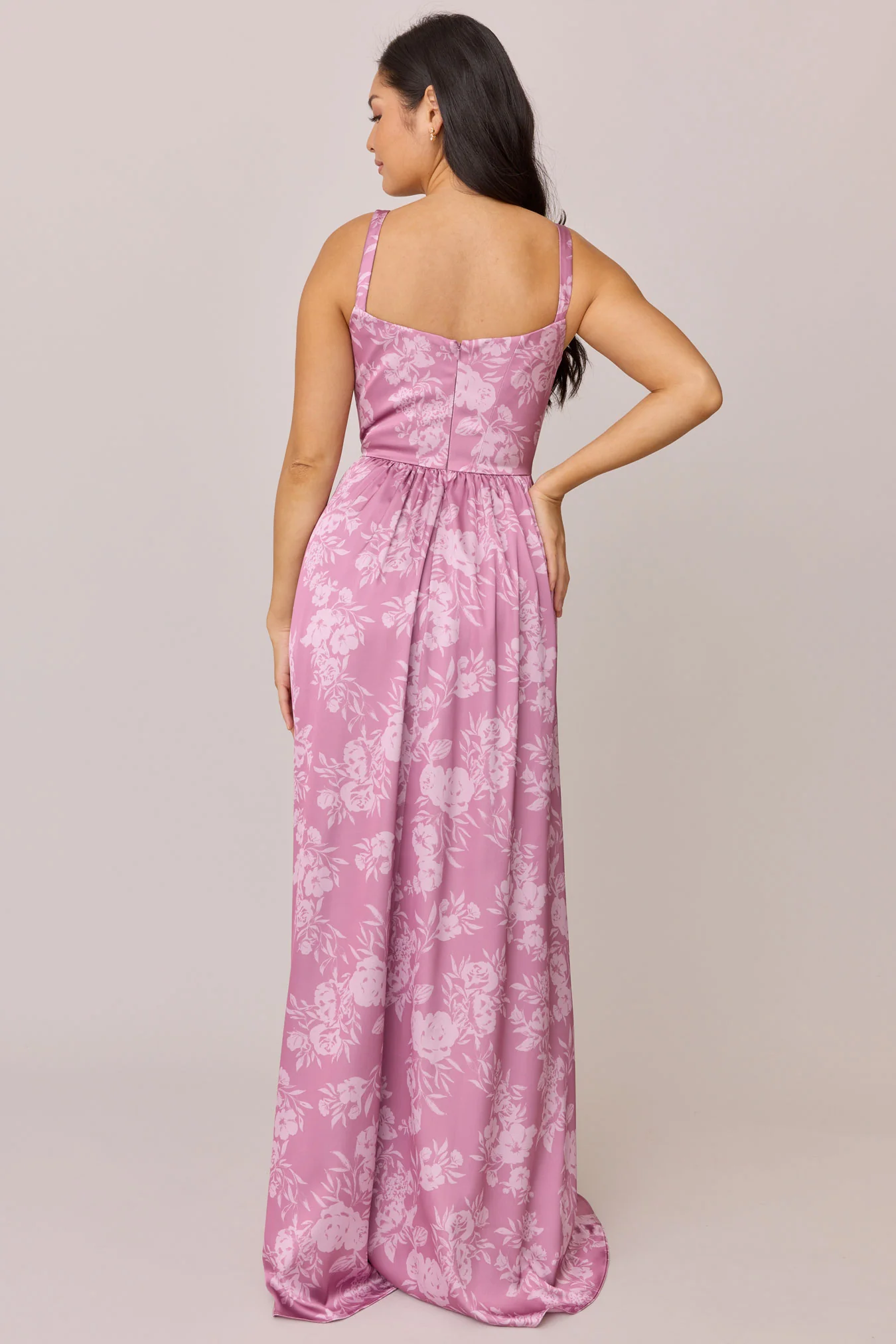 Whitney Satin Floral Print Dress | Made To Order - Image 14