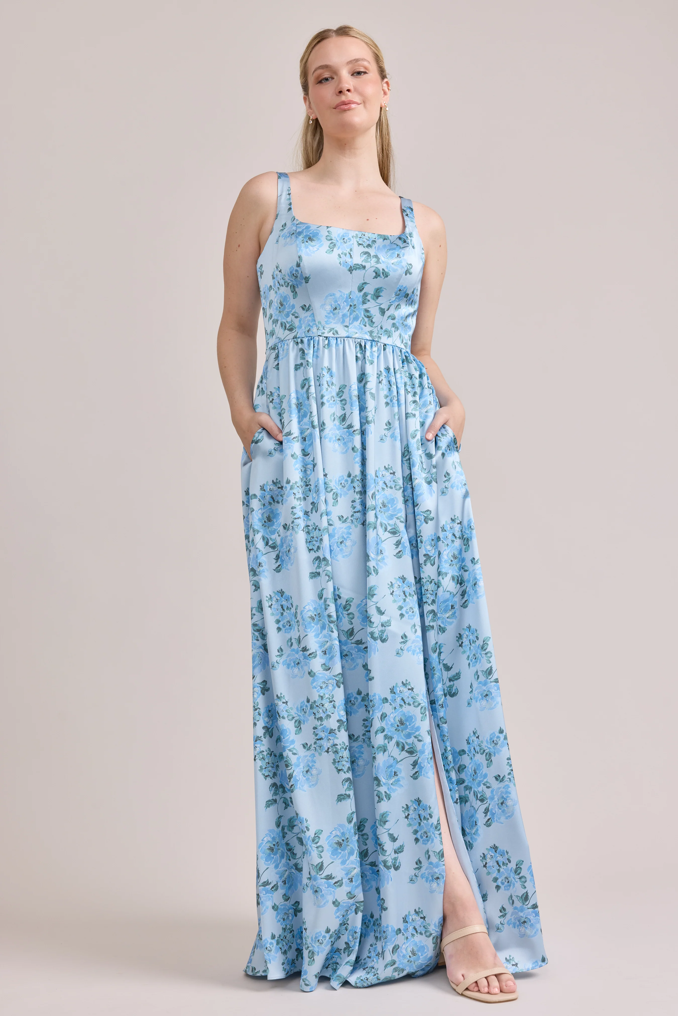 Whitney Satin Floral Print Dress | Made To Order - Image 140