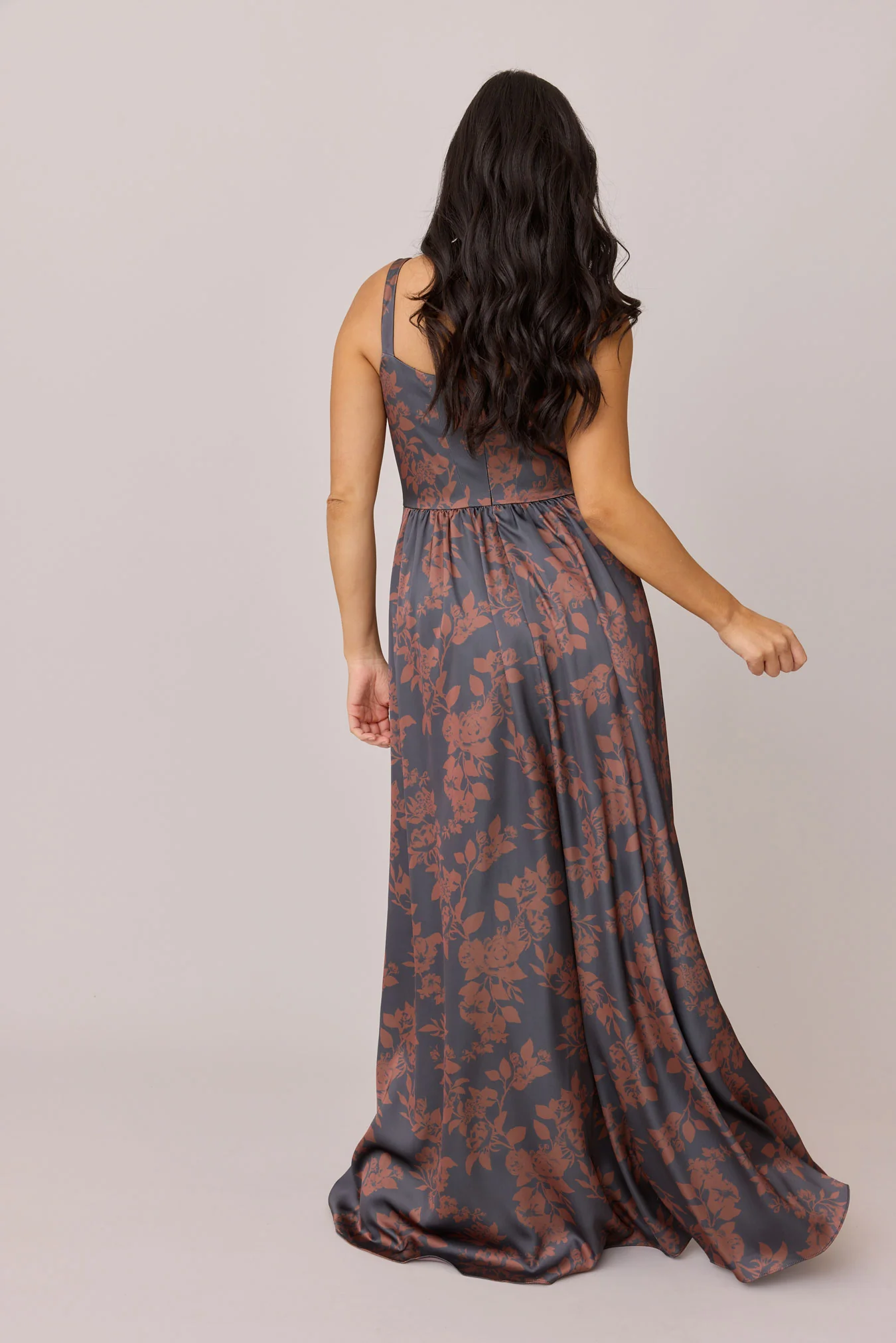 Whitney Satin Floral Print Dress | Made To Order - Image 17