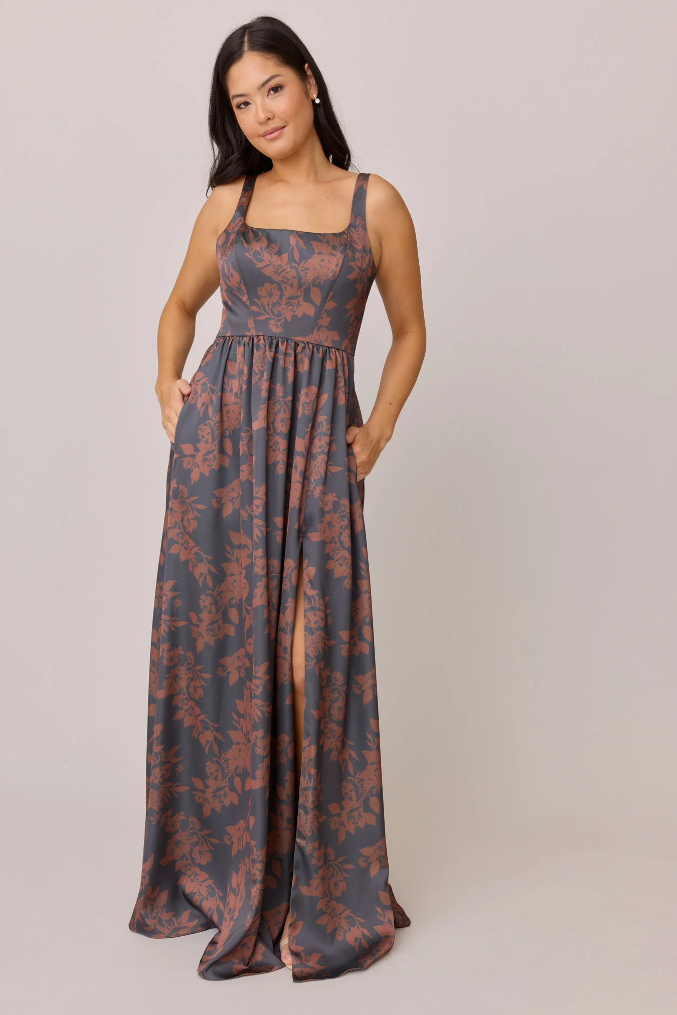 Whitney Satin Floral Print Dress | Made To Order - Image 18