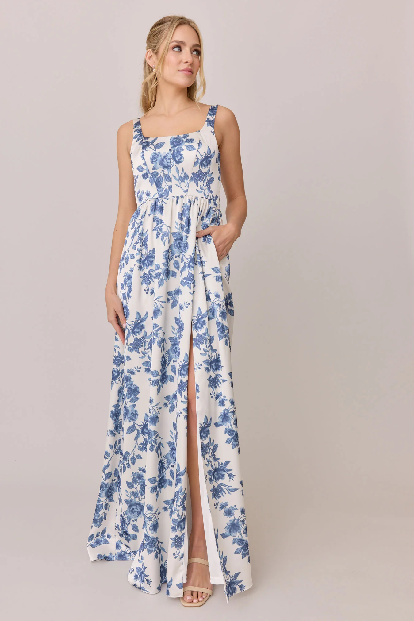 Whitney Satin Floral Print Dress | Made To Order - Image 24