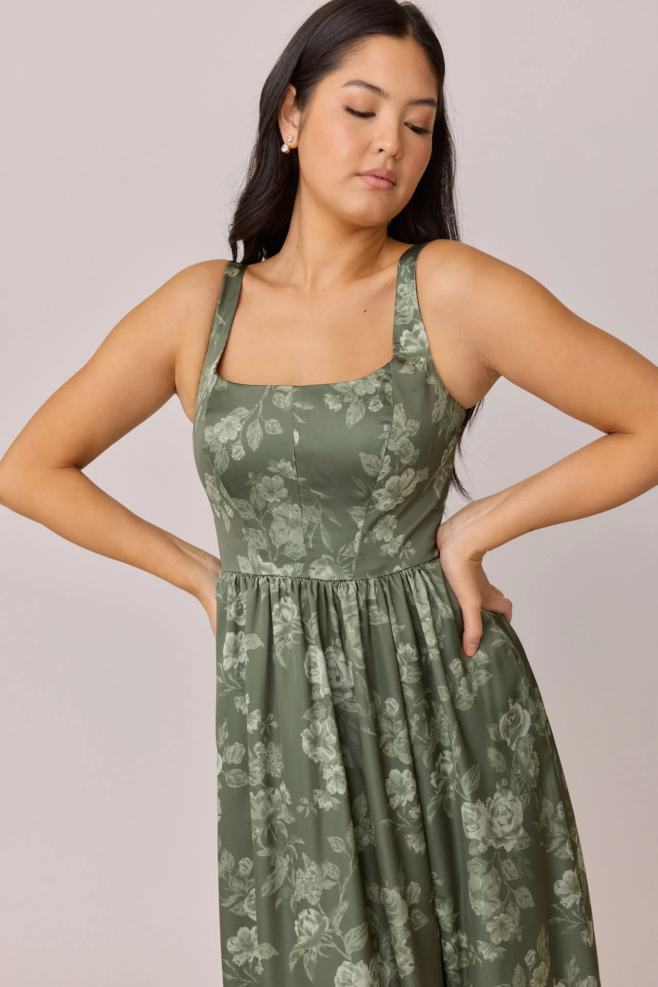 Whitney Satin Floral Print Dress | Made To Order - Image 33