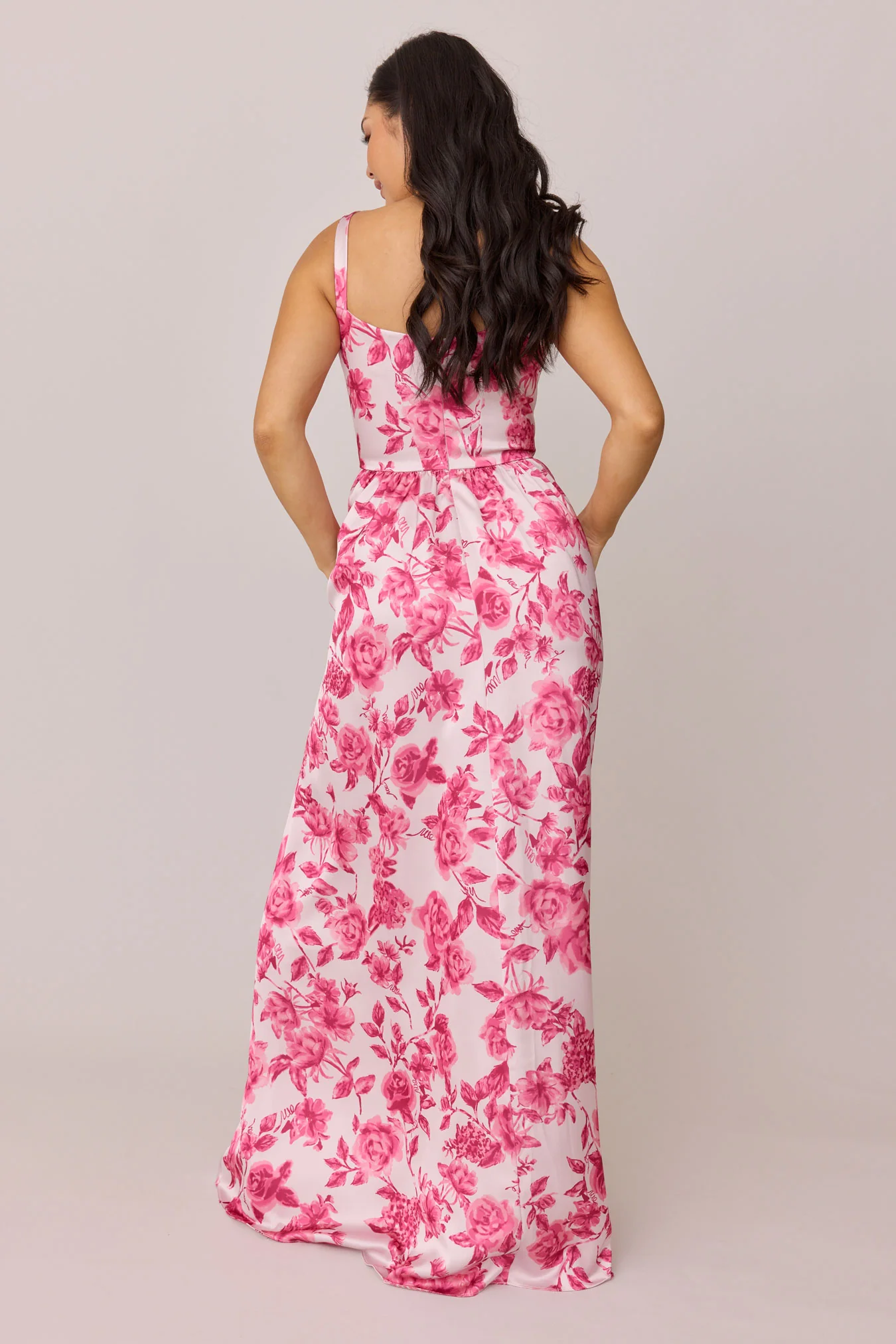 Whitney Satin Floral Print Dress | Made To Order - Image 37