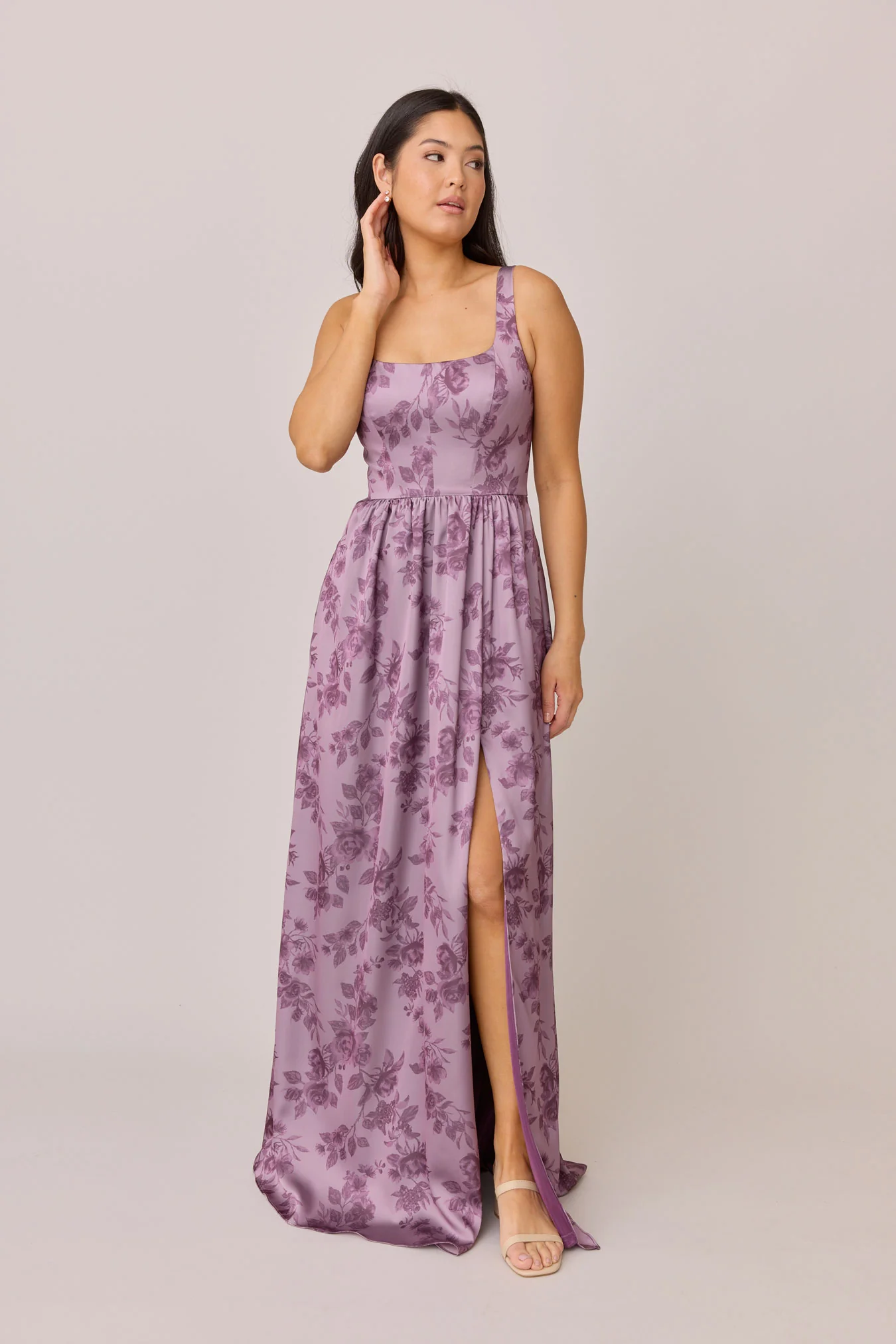 Whitney Satin Floral Print Dress | Made To Order - Image 39
