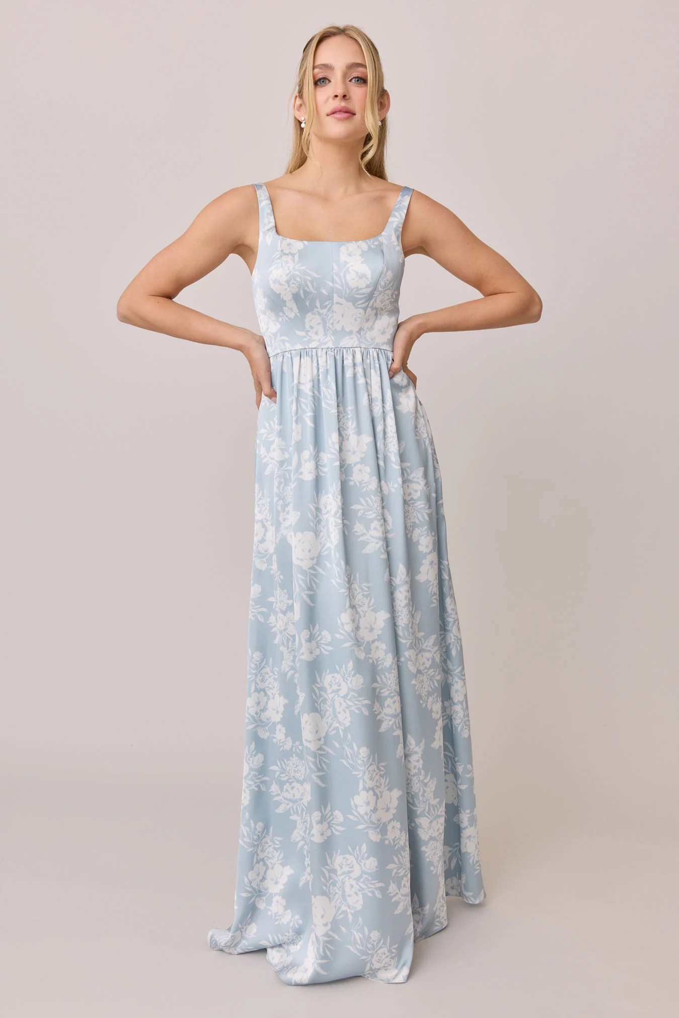 Whitney Satin Floral Print Dress | Made To Order - Image 43