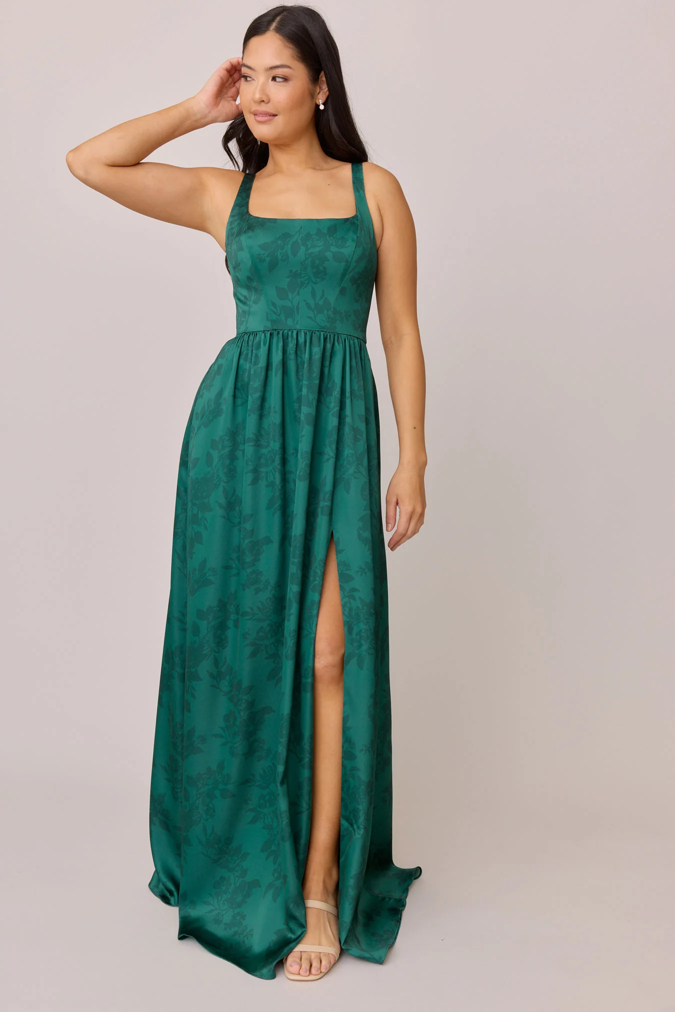 Whitney Satin Floral Print Dress | Made To Order - Image 56