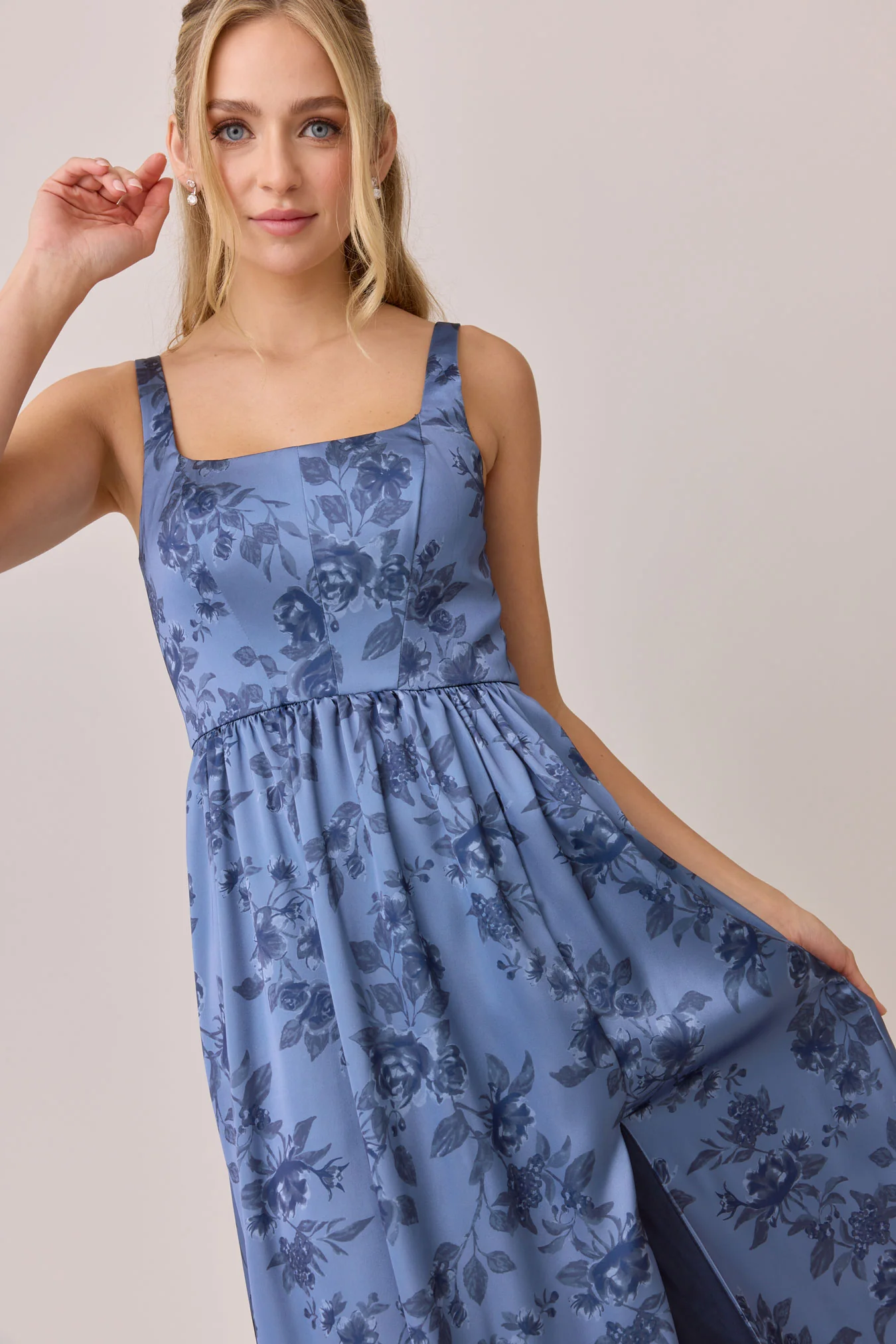 Whitney Satin Floral Print Dress | Made To Order - Image 58