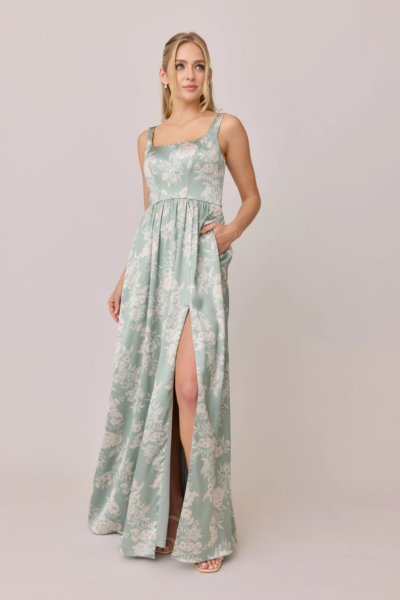 Whitney Satin Floral Print Dress | Made To Order - Image 63