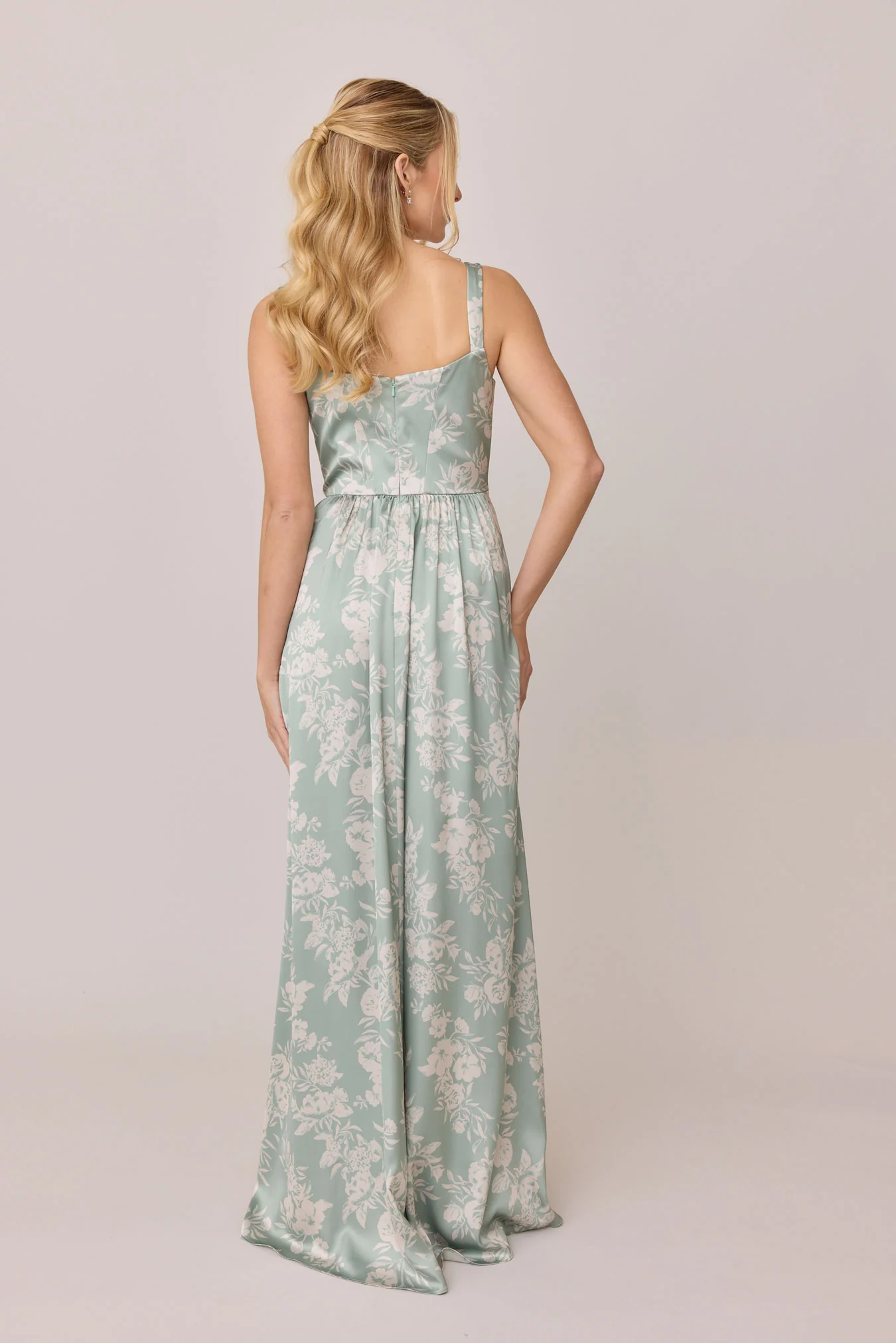 Whitney Satin Floral Print Dress | Made To Order - Image 64