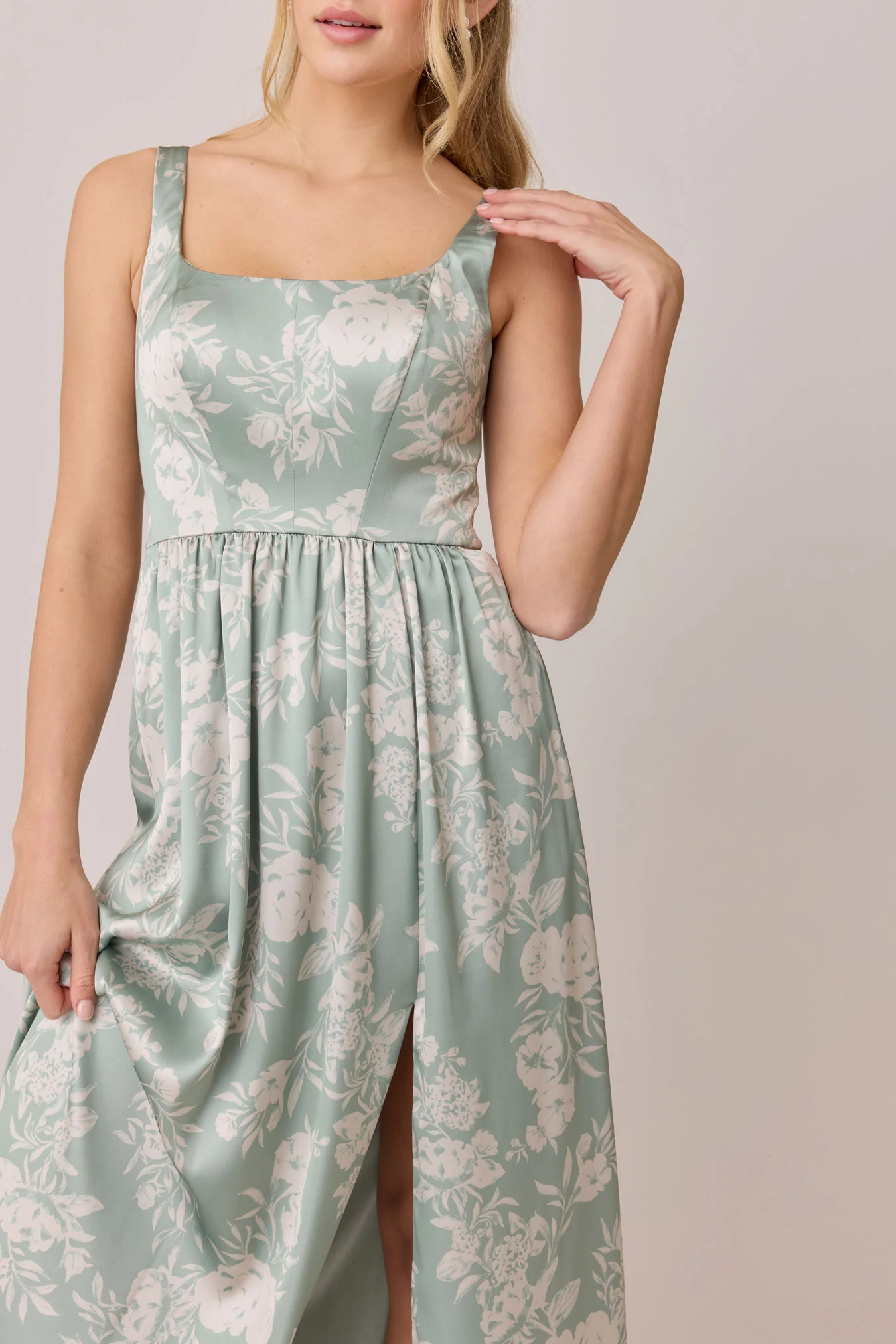 Whitney Satin Floral Print Dress | Made To Order - Image 65