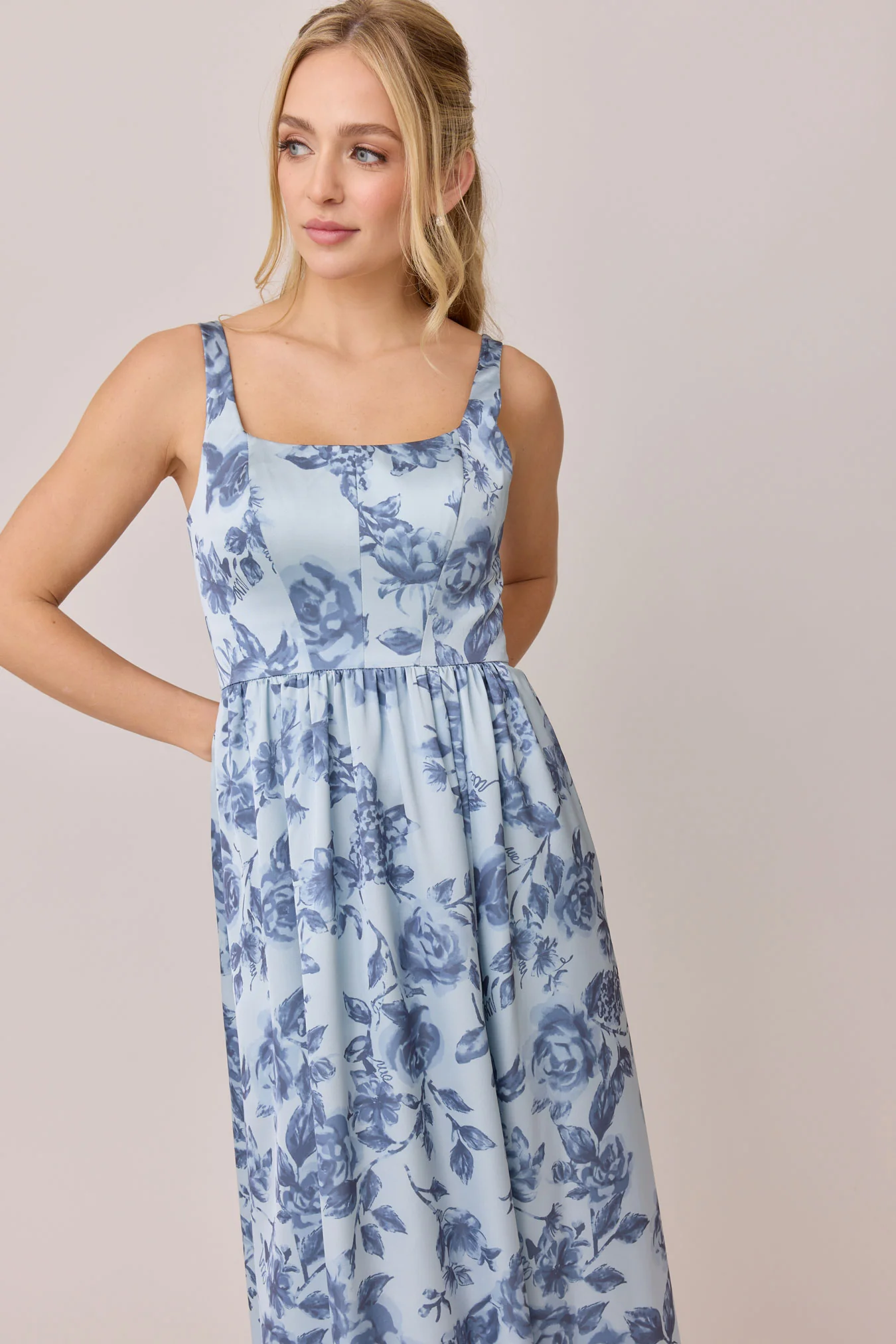 Whitney Satin Floral Print Dress | Made To Order - Image 7