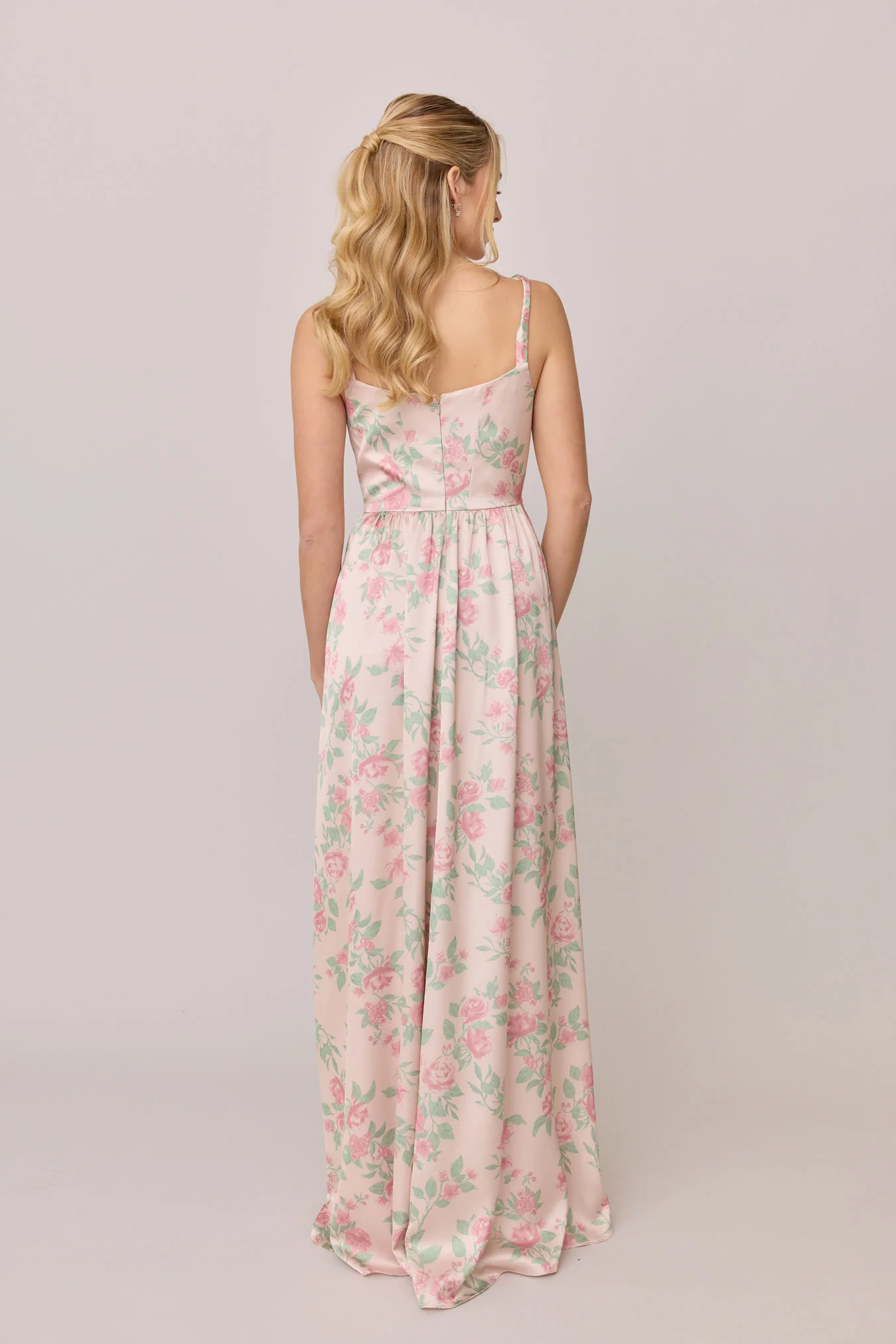Whitney Satin Floral Print Dress | Made To Order - Image 75