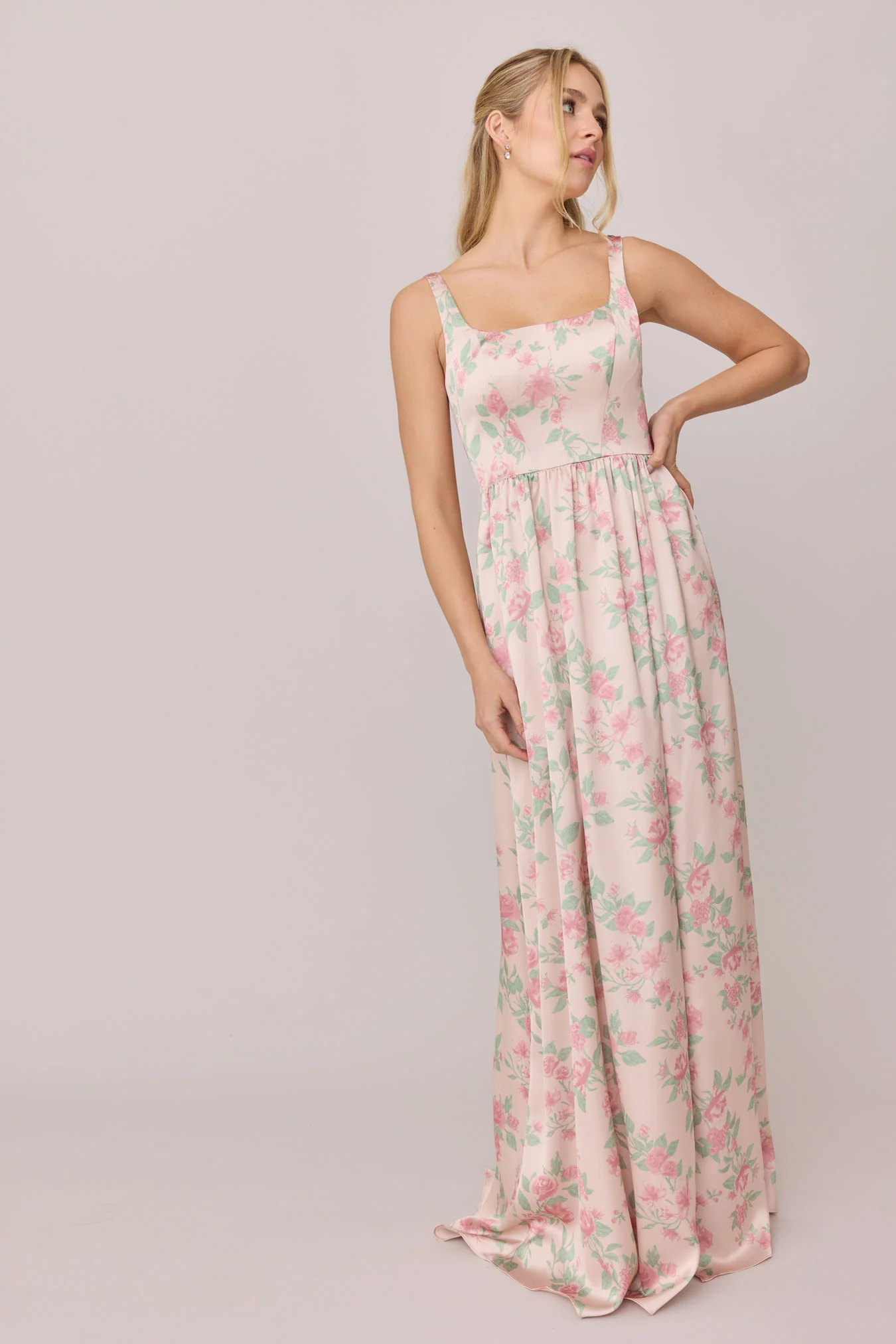 Whitney Satin Floral Print Dress | Made To Order - Image 76