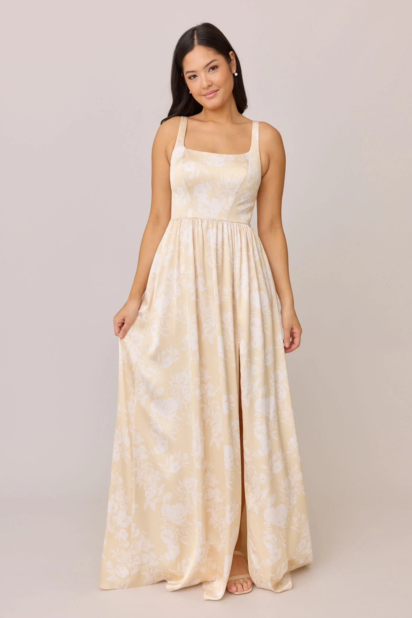 Whitney Satin Floral Print Dress | Made To Order - Image 78