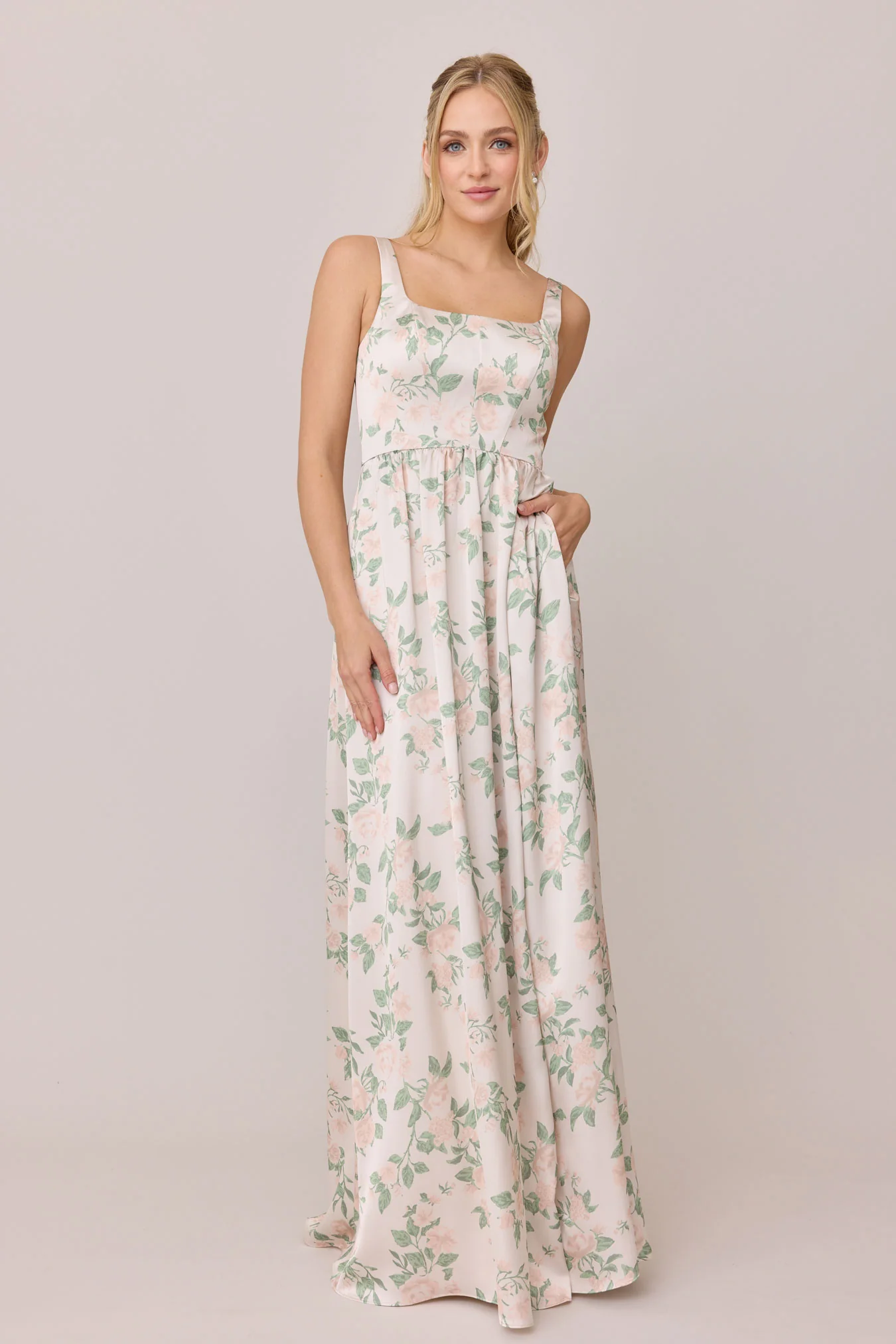 Whitney Satin Floral Print Dress | Made To Order - Image 82
