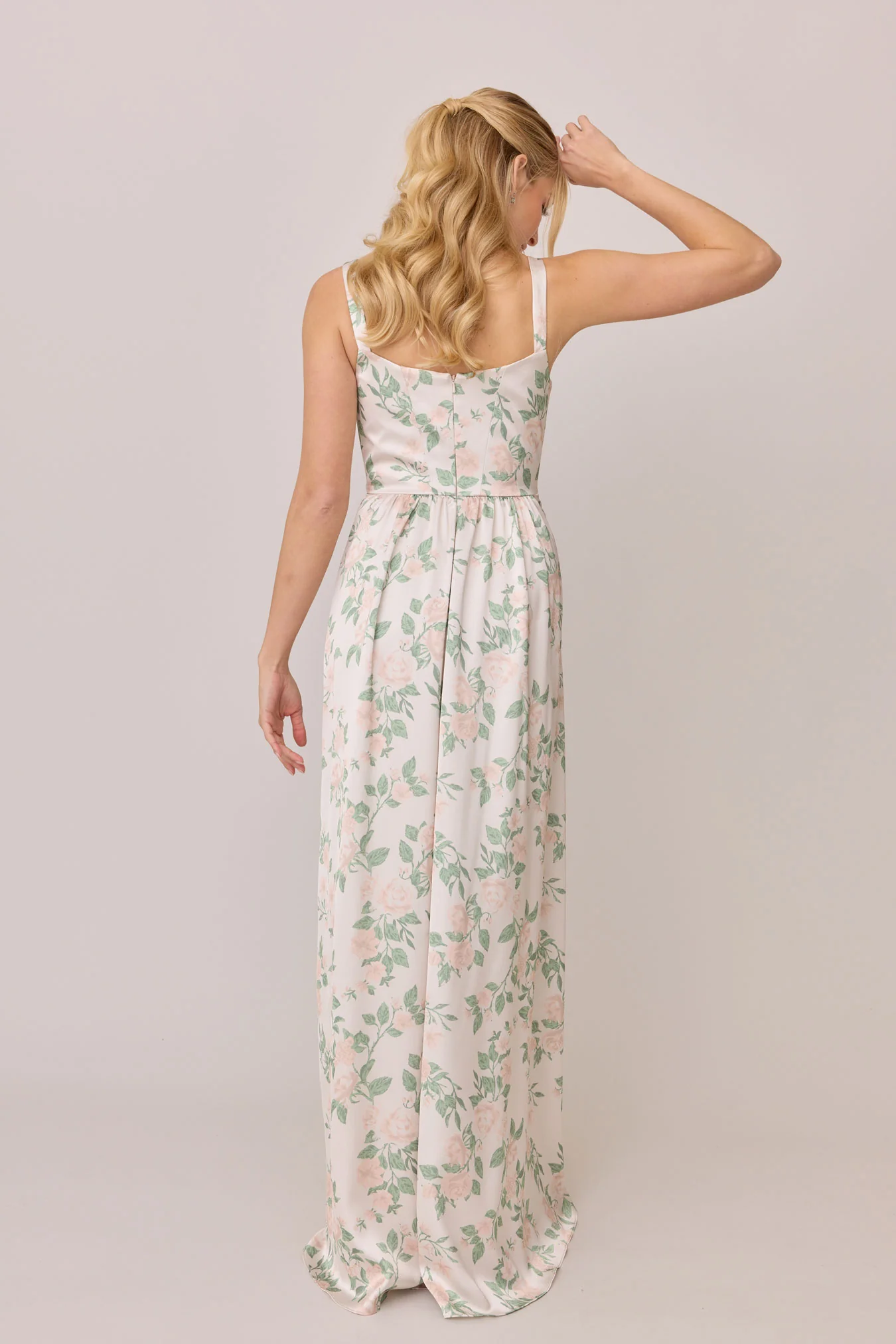Whitney Satin Floral Print Dress | Made To Order - Image 87