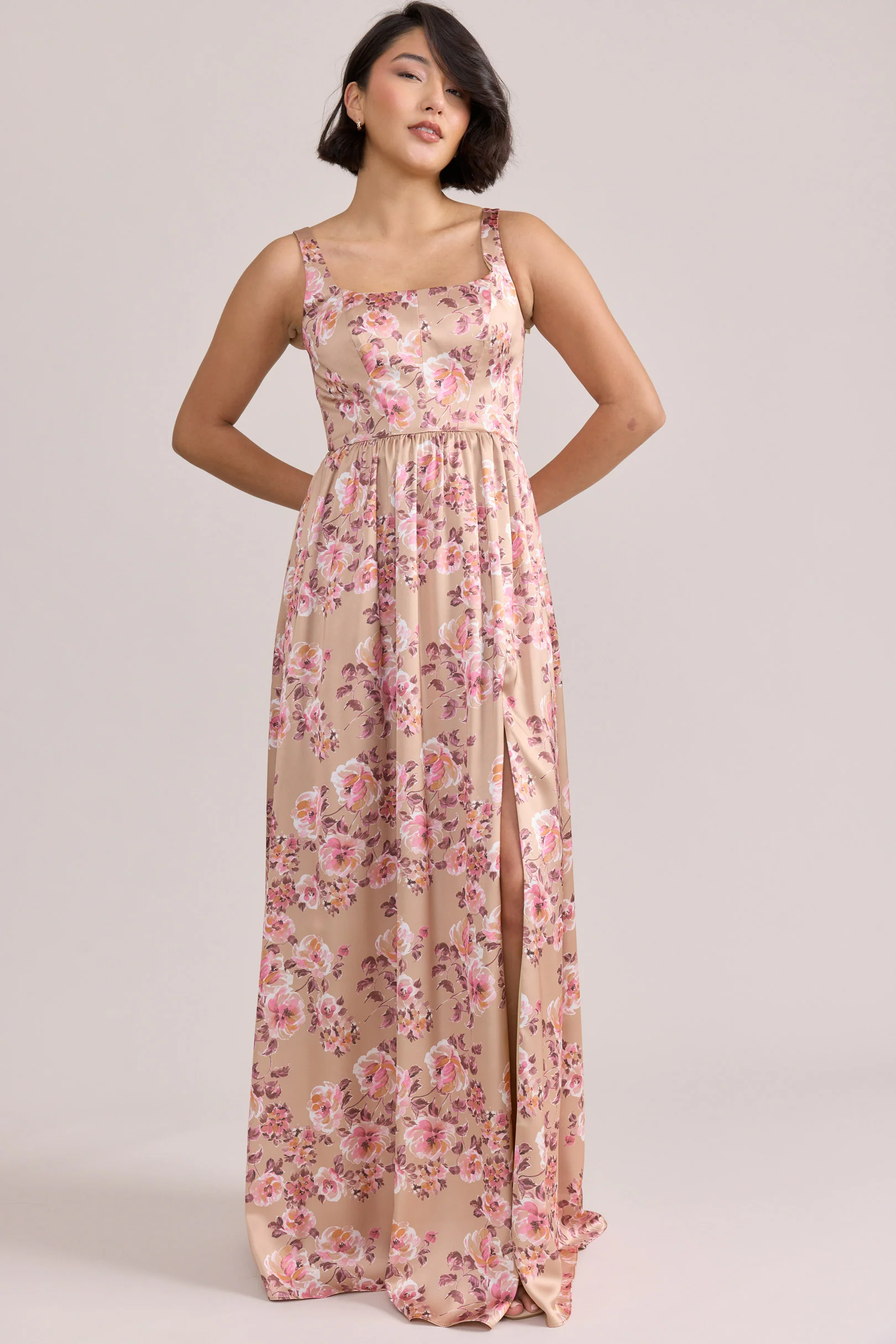 Whitney Satin Floral Print Dress | Made To Order - Image 9