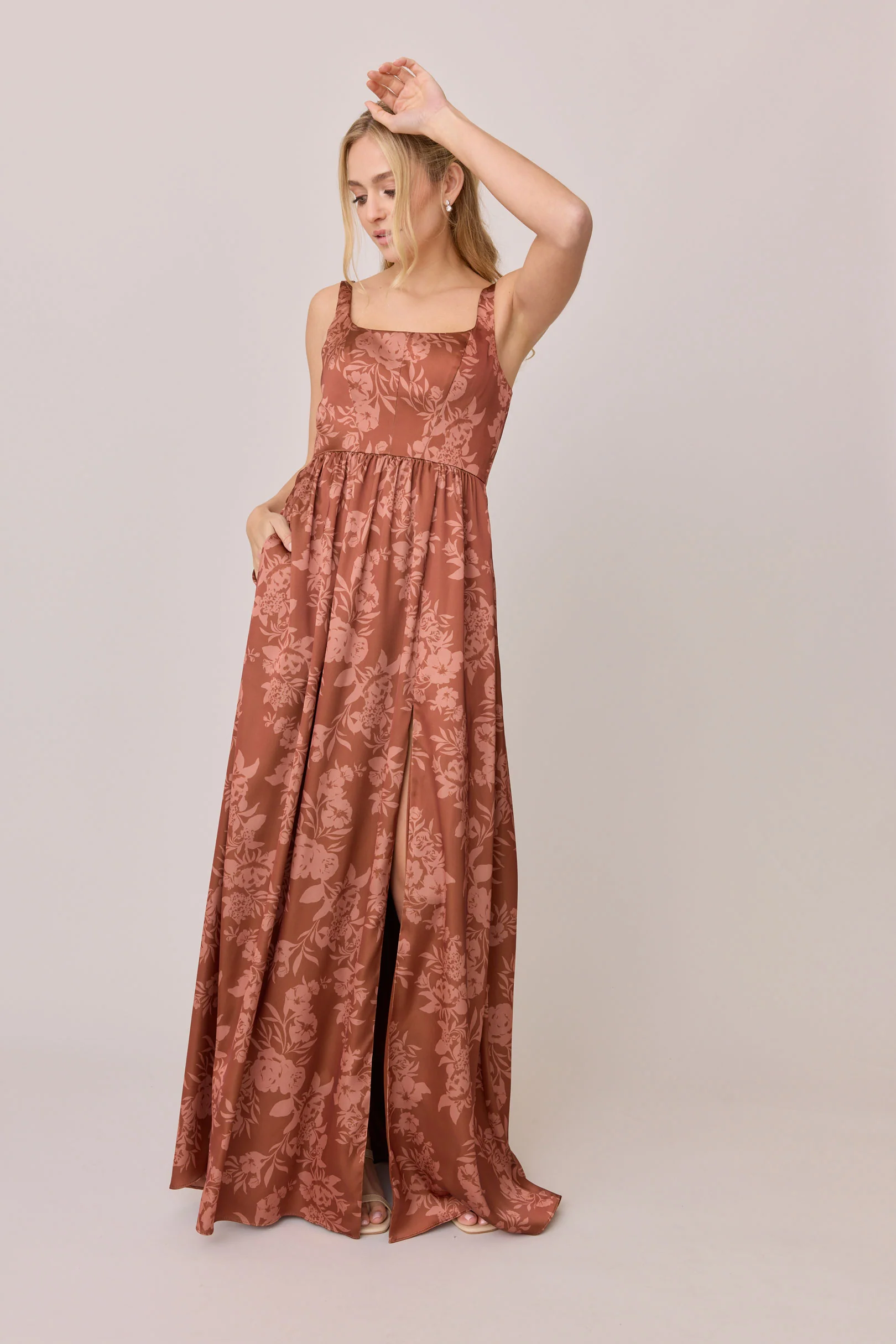 Whitney Satin Floral Print Dress | Made To Order - Image 92