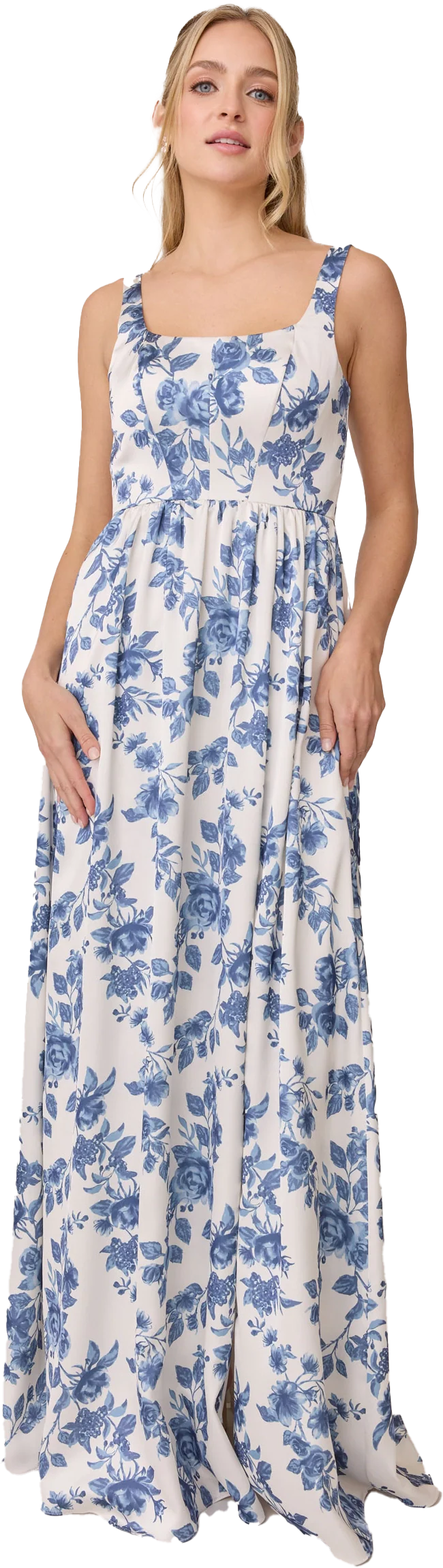 Whitney Satin Floral Print Dress | Made To Order - Image 97