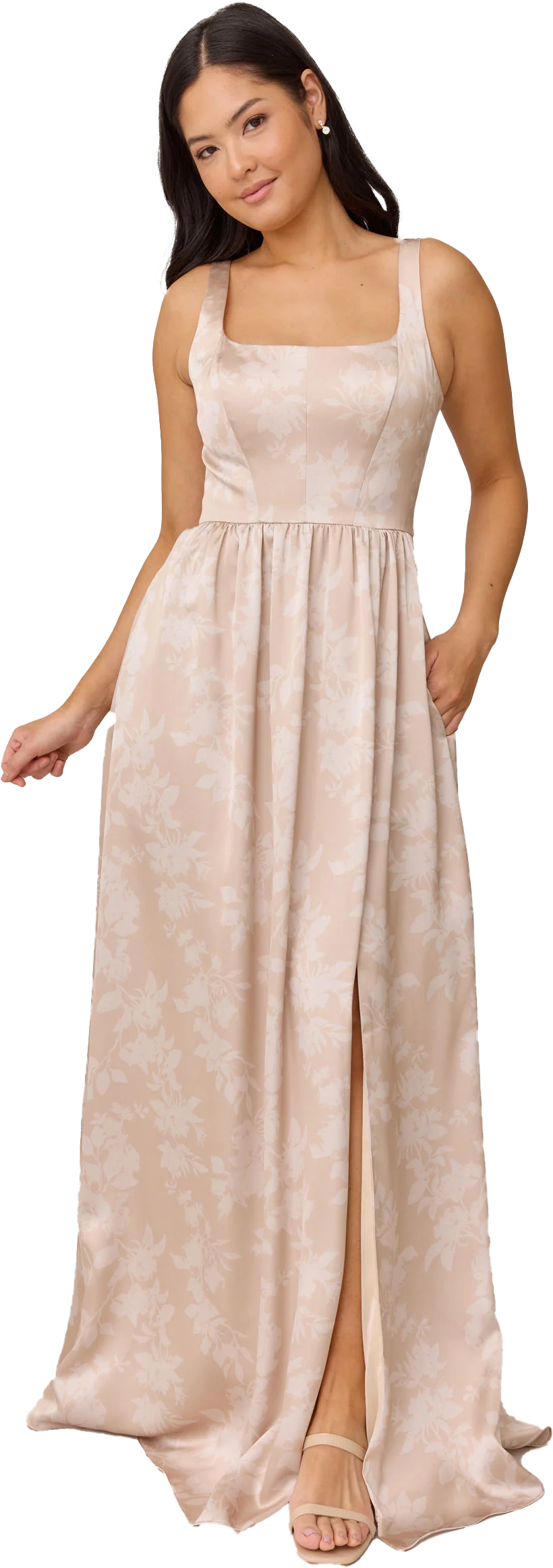 Whitney Satin Floral Print Dress | Made To Order - Image 98