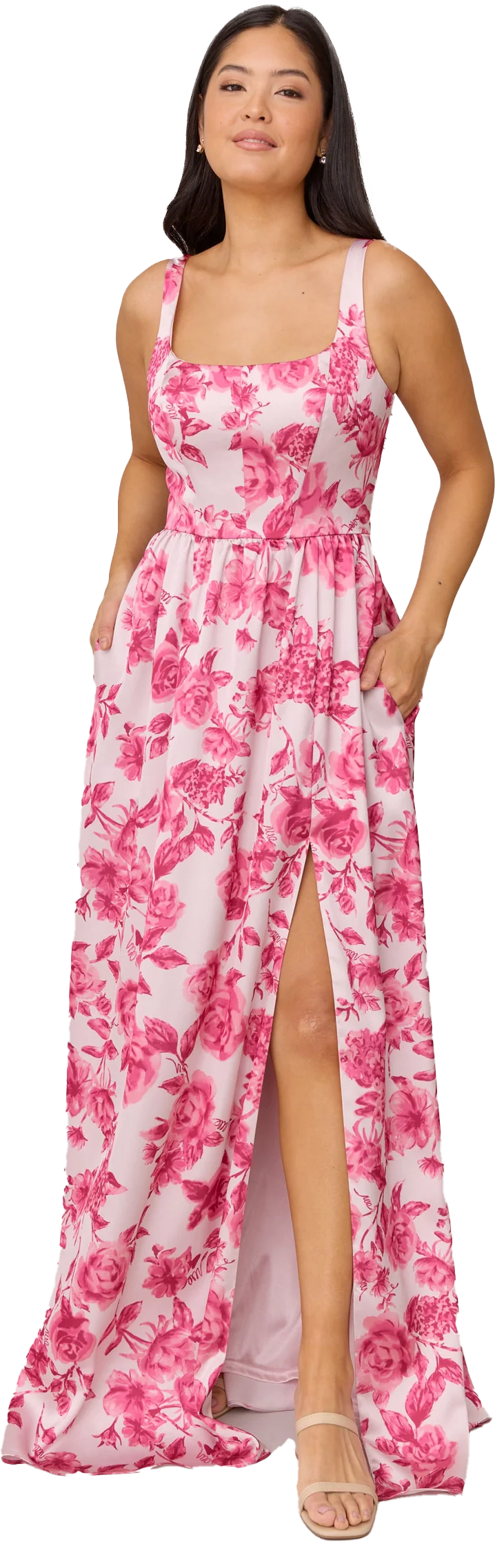 Whitney Satin Floral Print Dress | Made To Order - Image 99